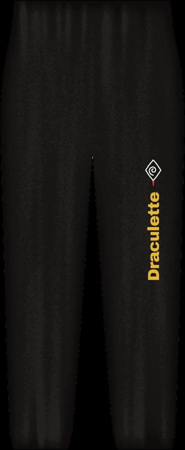 Pantalon training noir encre, l'emblème polenta sur la cuisse gauche